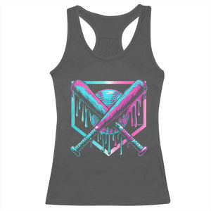 Baseball Drip Ice Cream Dripping Racerback Tank Top TS02 Dark Heather Print Your Wear