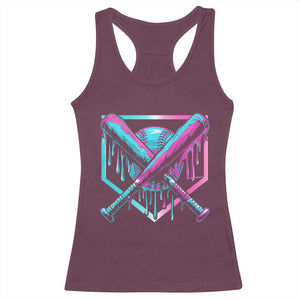 Baseball Drip Ice Cream Dripping Racerback Tank Top TS02 Maroon Print Your Wear