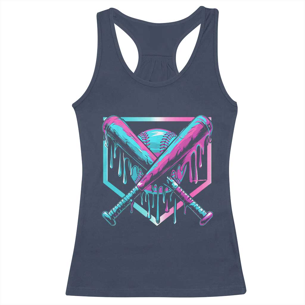 Baseball Drip Ice Cream Dripping Racerback Tank Top TS02 Navy Print Your Wear