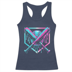 Baseball Drip Ice Cream Dripping Racerback Tank Top TS02 Navy Print Your Wear