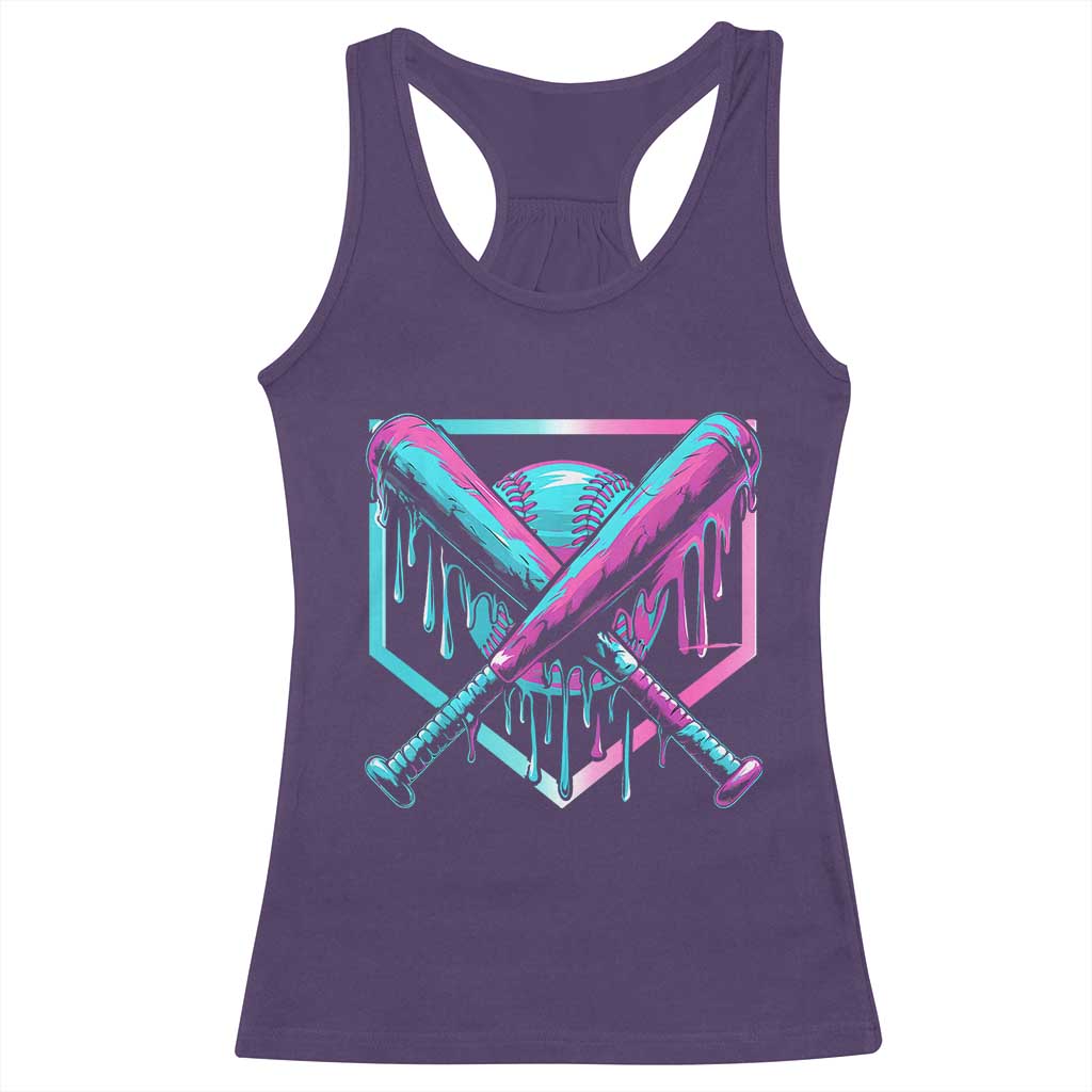 Baseball Drip Ice Cream Dripping Racerback Tank Top TS02 Purple Print Your Wear