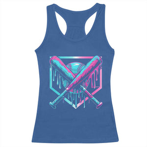 Baseball Drip Ice Cream Dripping Racerback Tank Top TS02 Royal Blue Print Your Wear