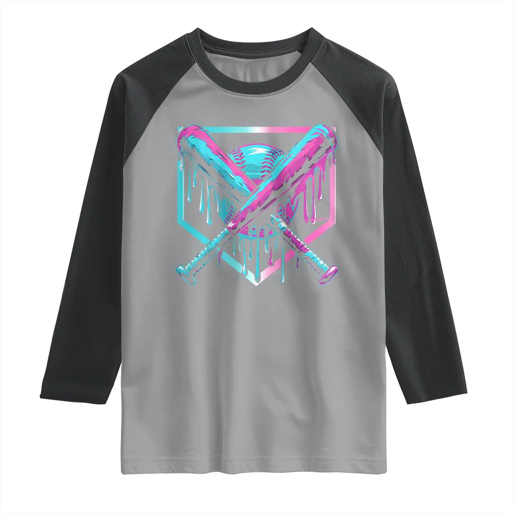 Baseball Drip Ice Cream Dripping Raglan Shirt TS02 Sport Gray Black Print Your Wear