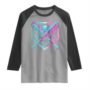 Baseball Drip Ice Cream Dripping Raglan Shirt TS02 Sport Gray Black Print Your Wear