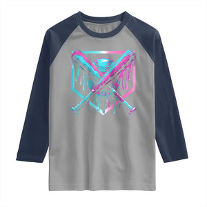 Baseball Drip Ice Cream Dripping Raglan Shirt TS02 Sport Gray Navy Print Your Wear