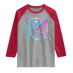 Baseball Drip Ice Cream Dripping Raglan Shirt TS02 Sport Gray Red Print Your Wear