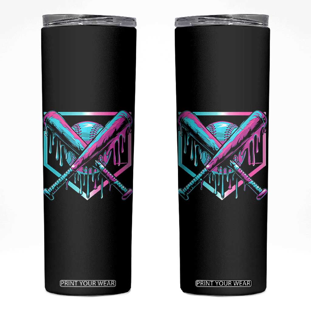 Baseball Drip Ice Cream Dripping Skinny Tumbler TS02 Black Print Your Wear