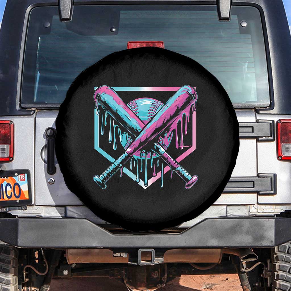 Baseball Drip Ice Cream Dripping Spare Tire Cover TS02 No hole Black Print Your Wear