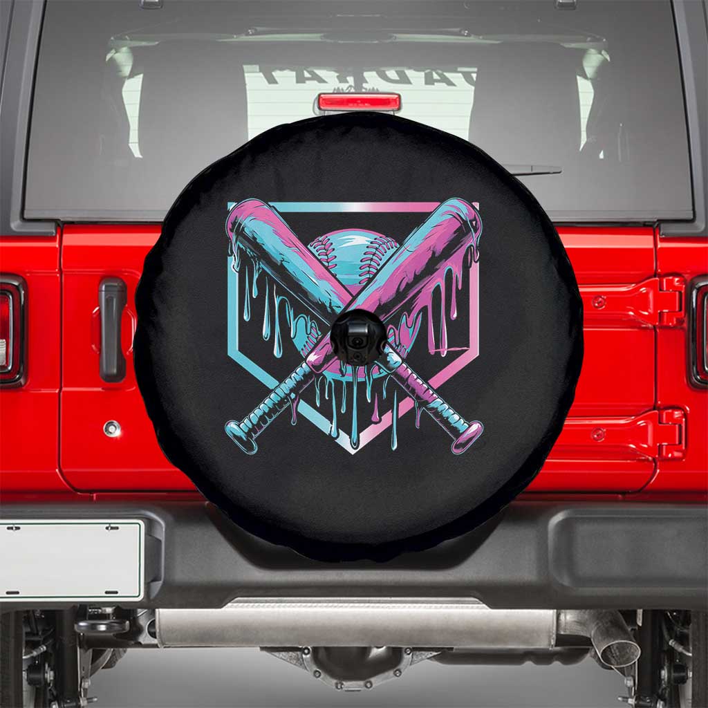 Baseball Drip Ice Cream Dripping Spare Tire Cover TS02 Black Print Your Wear