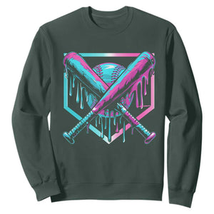 Baseball Drip Ice Cream Dripping Sweatshirt TS02 Dark Forest Green Print Your Wear