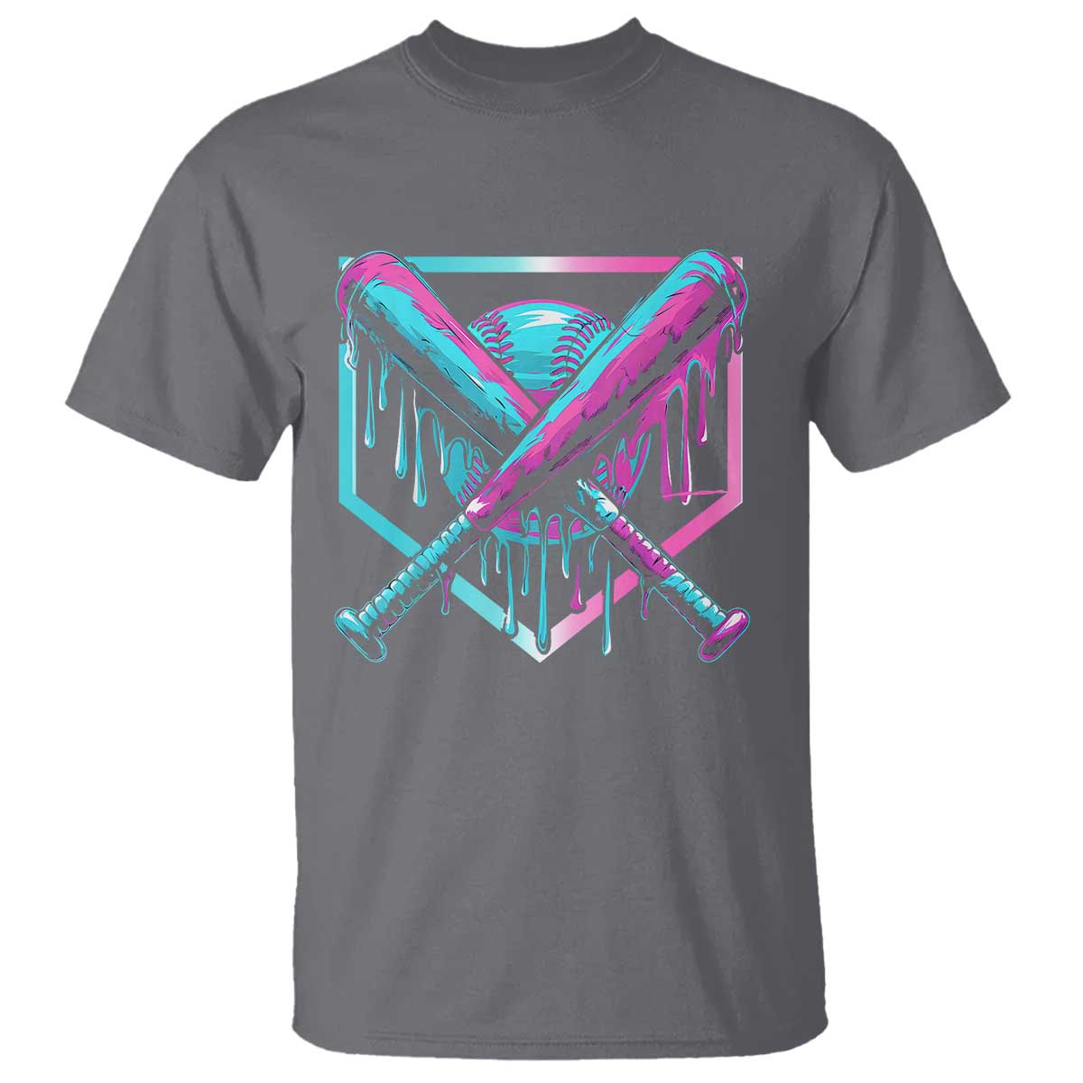 Baseball Drip Ice Cream Dripping T Shirt TS02 Charcoal Print Your Wear