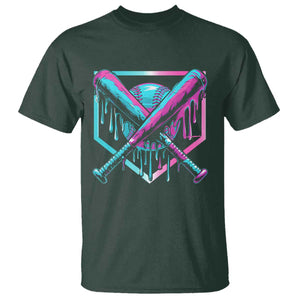Baseball Drip Ice Cream Dripping T Shirt TS02 Dark Forest Green Print Your Wear