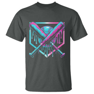 Baseball Drip Ice Cream Dripping T Shirt TS02 Dark Heather Print Your Wear