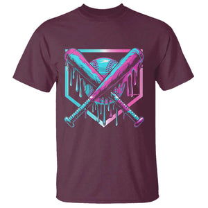 Baseball Drip Ice Cream Dripping T Shirt TS02 Maroon Print Your Wear