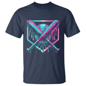Baseball Drip Ice Cream Dripping T Shirt TS02 Navy Print Your Wear