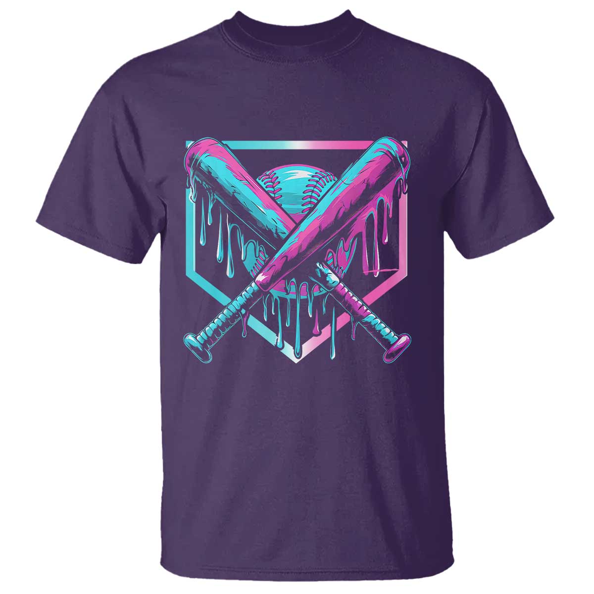 Baseball Drip Ice Cream Dripping T Shirt TS02 Purple Print Your Wear