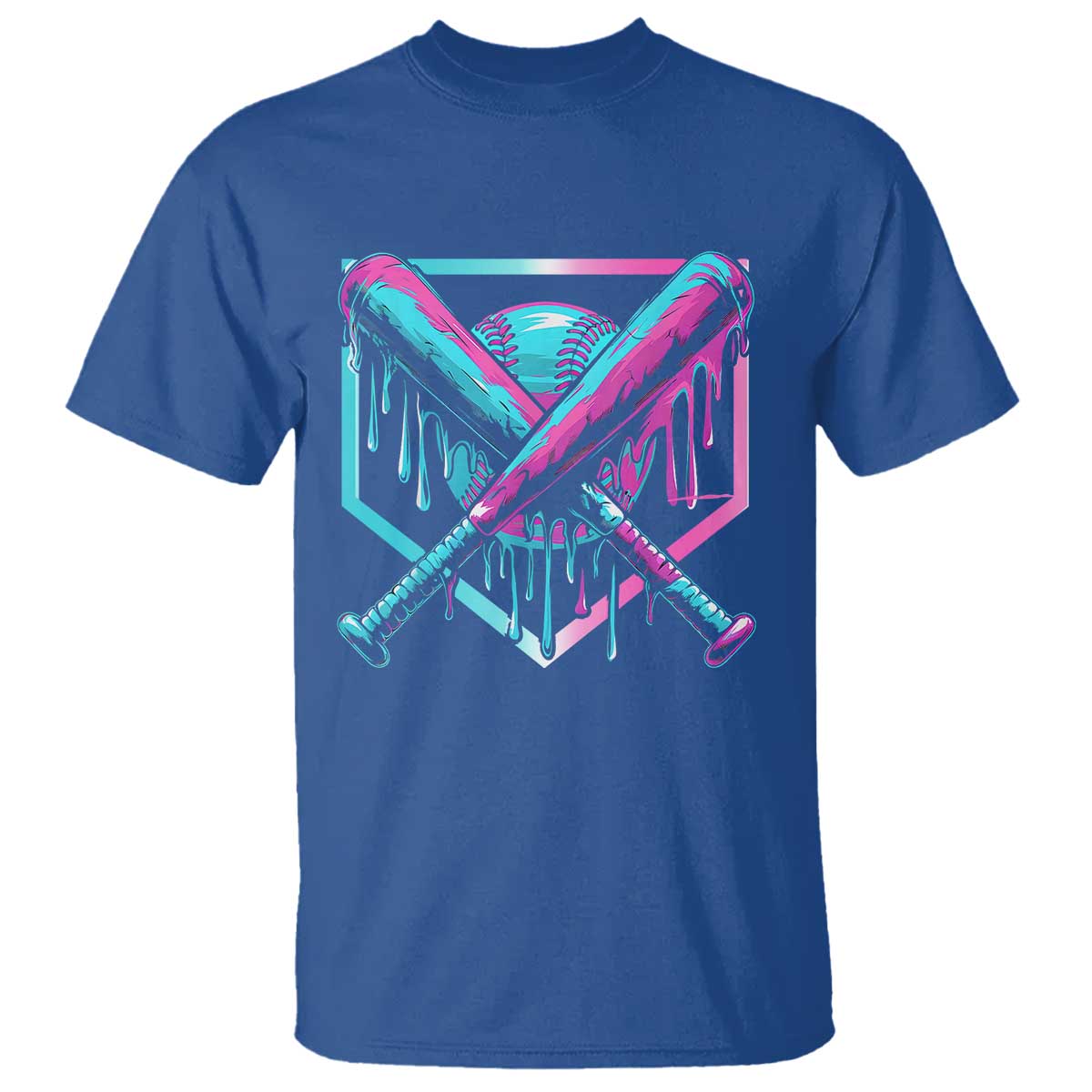 Baseball Drip Ice Cream Dripping T Shirt TS02 Royal Blue Print Your Wear
