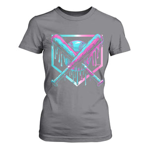 Baseball Drip Ice Cream Dripping T Shirt For Women TS02 Charcoal Print Your Wear