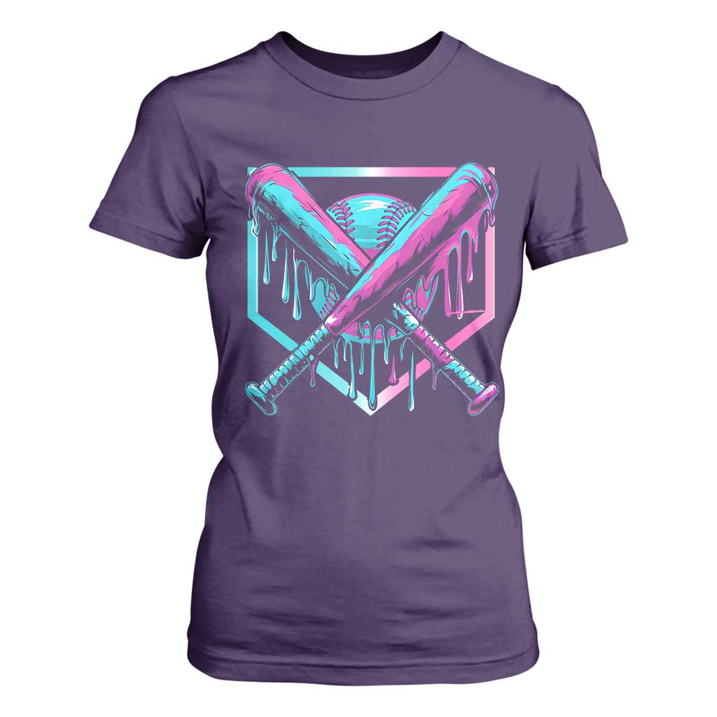 Baseball Drip Ice Cream Dripping T Shirt For Women TS02 Purple Print Your Wear