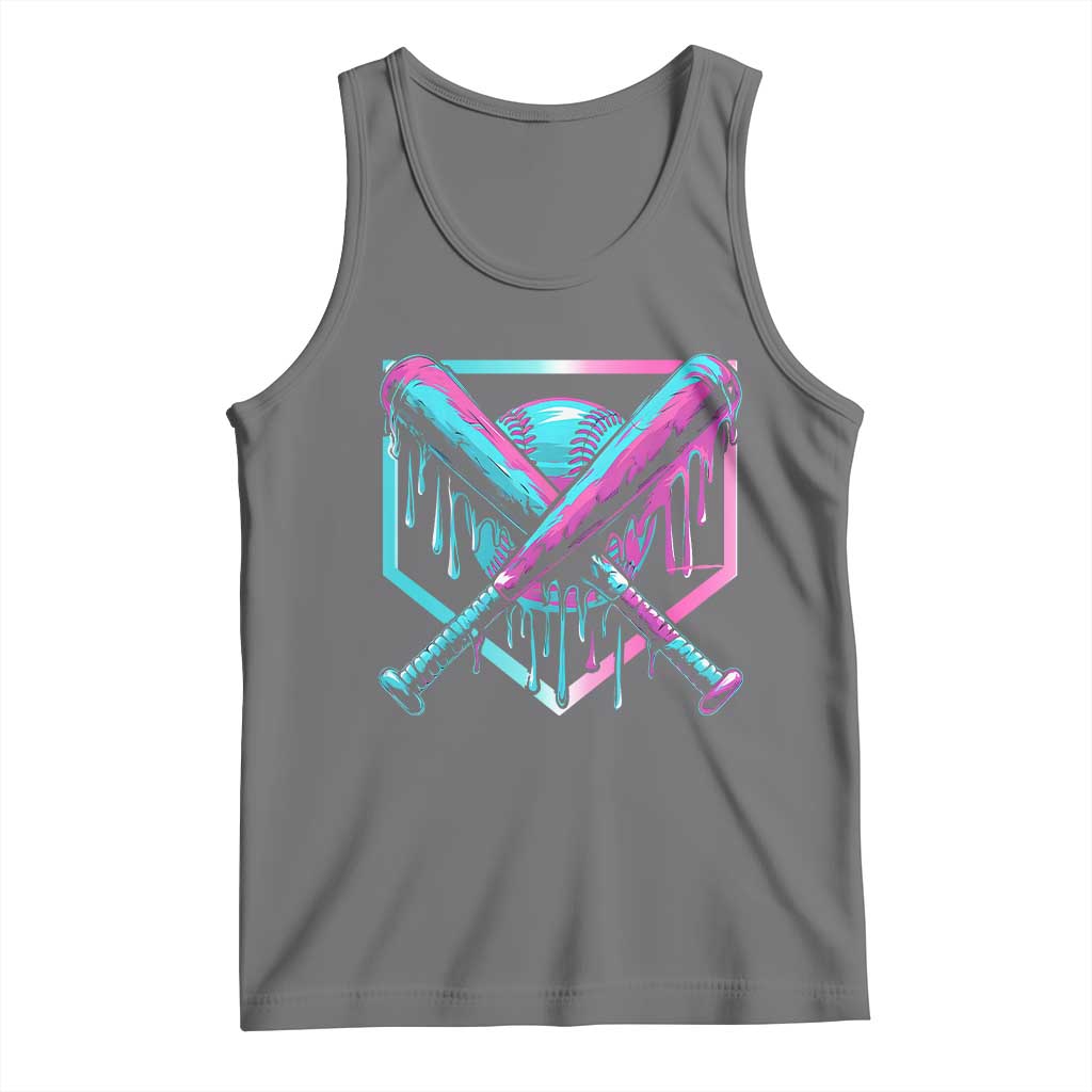Baseball Drip Ice Cream Dripping Tank Top TS02 Black Heather Print Your Wear