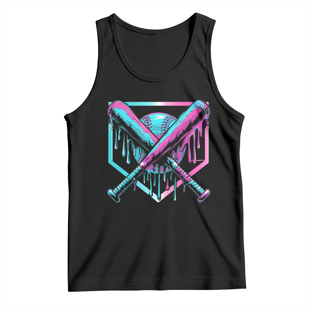 Baseball Drip Ice Cream Dripping Tank Top TS02 Black Print Your Wear