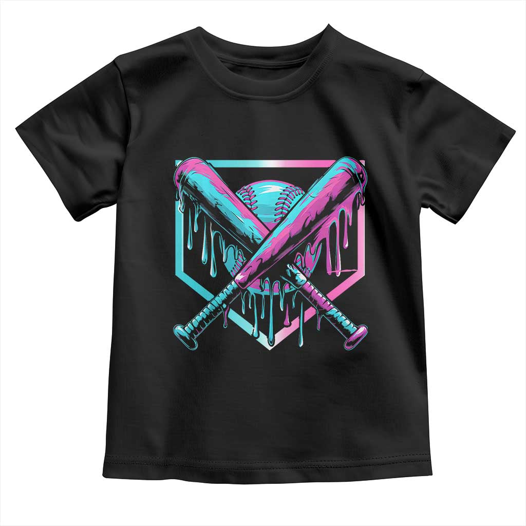 Baseball Drip Ice Cream Dripping Toddler T Shirt TS02 Black Print Your Wear