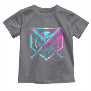 Baseball Drip Ice Cream Dripping Toddler T Shirt TS02 Charcoal Print Your Wear