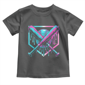 Baseball Drip Ice Cream Dripping Toddler T Shirt TS02 Dark Heather Print Your Wear