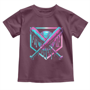 Baseball Drip Ice Cream Dripping Toddler T Shirt TS02 Maroon Print Your Wear