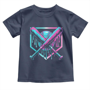 Baseball Drip Ice Cream Dripping Toddler T Shirt TS02 Navy Print Your Wear