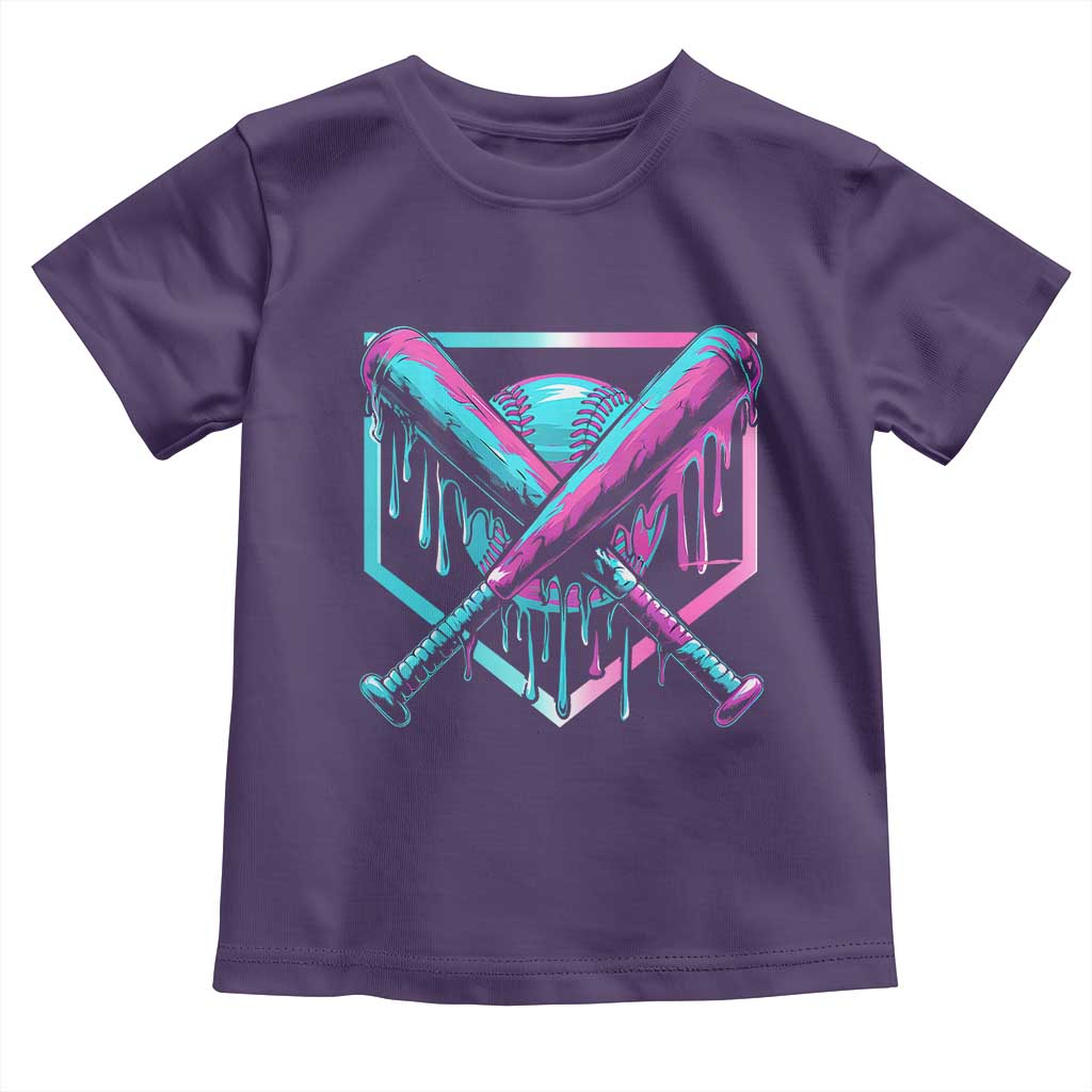 Baseball Drip Ice Cream Dripping Toddler T Shirt TS02 Purple Print Your Wear