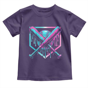 Baseball Drip Ice Cream Dripping Toddler T Shirt TS02 Purple Print Your Wear