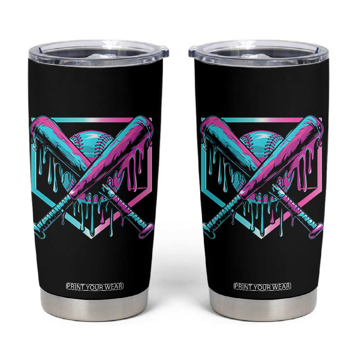 Baseball Drip Ice Cream Dripping Tumbler Cup TS02 Black Print Your Wear