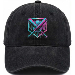 Baseball Drip Ice Cream Dripping Washed Cotton Baseball Cap TS02 Washed Cap Universal Fit Black Print Your Wear