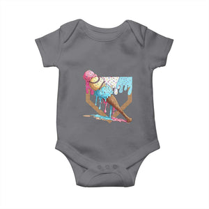 Baseball Home Ice Cream Dripping Baby Onesie TS02 Charcoal Print Your Wear
