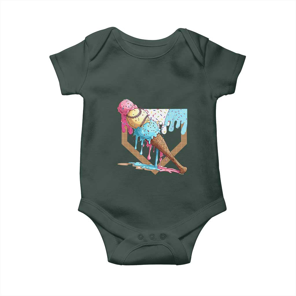 Baseball Home Ice Cream Dripping Baby Onesie TS02 Print Your Wear
