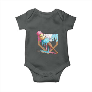 Baseball Home Ice Cream Dripping Baby Onesie TS02 Dark Heather Print Your Wear