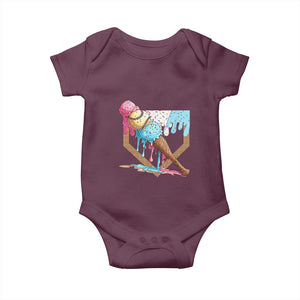 Baseball Home Ice Cream Dripping Baby Onesie TS02 Maroon Print Your Wear