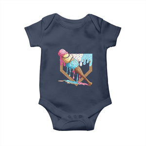 Baseball Home Ice Cream Dripping Baby Onesie TS02 Navy Print Your Wear