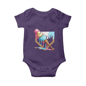 Baseball Home Ice Cream Dripping Baby Onesie TS02 Purple Print Your Wear