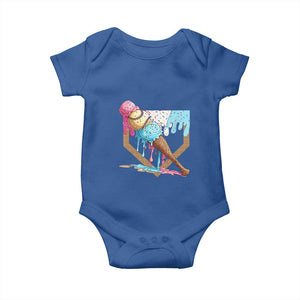 Baseball Home Ice Cream Dripping Baby Onesie TS02 Royal Blue Print Your Wear