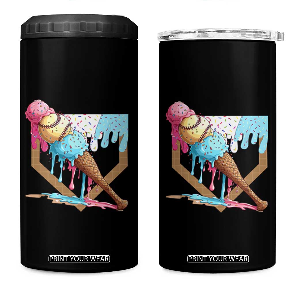 Baseball Home Ice Cream Dripping 4 in 1 Can Cooler Tumbler TS02 One Size: 16 oz Black Print Your Wear