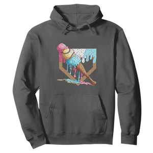 Baseball Home Ice Cream Dripping Hoodie TS02 Dark Heather Print Your Wear