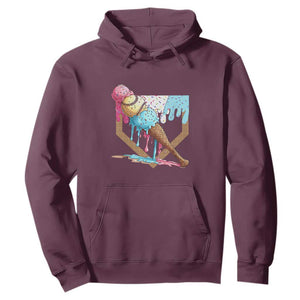 Baseball Home Ice Cream Dripping Hoodie TS02 Maroon Print Your Wear