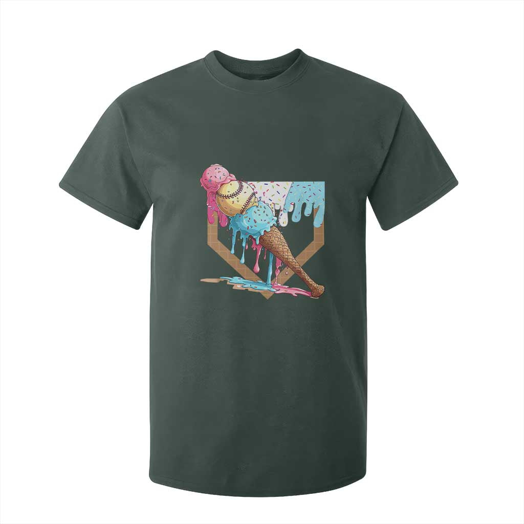 Baseball Home Ice Cream Dripping T Shirt For Kid TS02 Dark Forest Green Print Your Wear