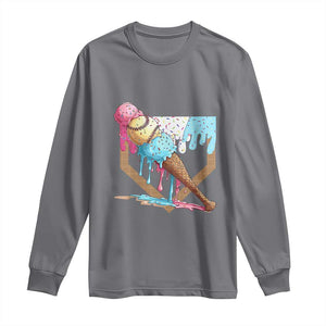 Baseball Home Ice Cream Dripping Long Sleeve Shirt TS02 Charcoal Print Your Wear