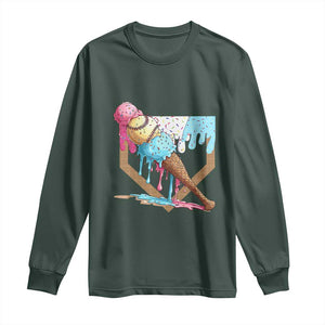 Baseball Home Ice Cream Dripping Long Sleeve Shirt TS02 Dark Forest Green Print Your Wear