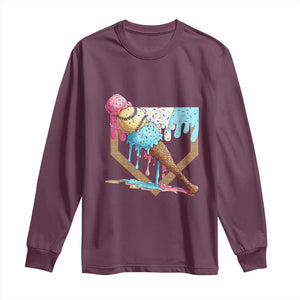 Baseball Home Ice Cream Dripping Long Sleeve Shirt TS02 Maroon Print Your Wear