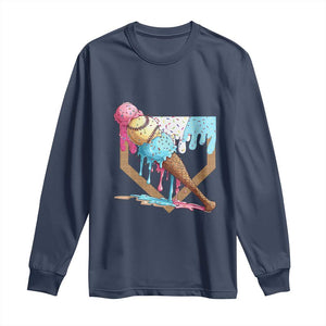 Baseball Home Ice Cream Dripping Long Sleeve Shirt TS02 Navy Print Your Wear