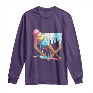 Baseball Home Ice Cream Dripping Long Sleeve Shirt TS02 Purple Print Your Wear